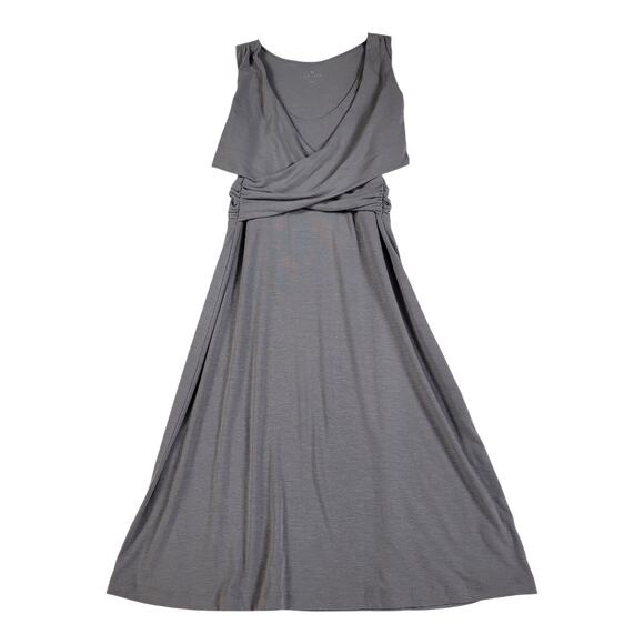 Athleta Adriana Faux Wrap Sleeveless Sccop Neck‎ Gray Dress Women's Size Medium - Picture 6 of 11